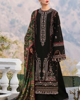 3PC Embroidered Lawn Suit with Printed Cotton Net Dupatta -GA2006