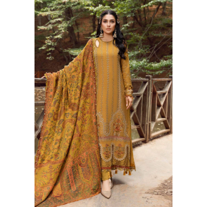 3PC Embroidered Dhanak with Printed Shawl - GA1798