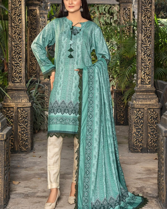 Gulnar Printed Slub Linen 3pc-GA1938