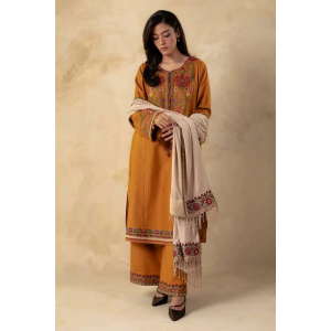 3PC Embroidered Dhanak with Dhanak Embroidered Shawl - GA1774