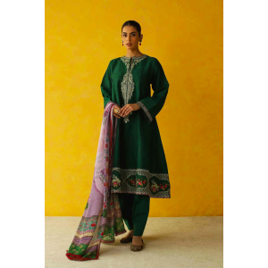 3PC Embroidered Dhanak with Whool Shawl - GA1764