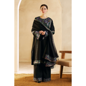 3PC Embroidered Dhanak with Embroidered Dhanak Shawl - GA1782
