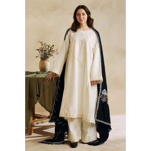 3PC Embroidered Dhanak with Embroidered Shawl - GA1791