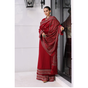 3PC Embroidered Karandi Suit with Heavy Embroidered Shawal -GA1966