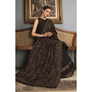 3PC Embroidered Dhanak with Embroidered Dhanak Shawl - GA1763
