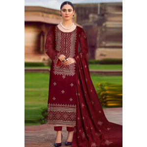 3PC Embroidered karandi Suit with Embroidered chiffon dupata -GA102175