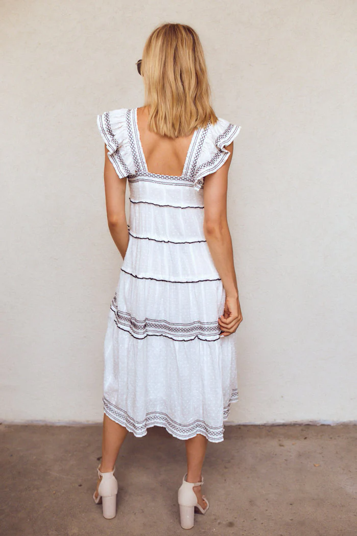Moxy Short Sleeve Tiered Midi Dress Moxy Short Sleeve Tiered Midi Dress