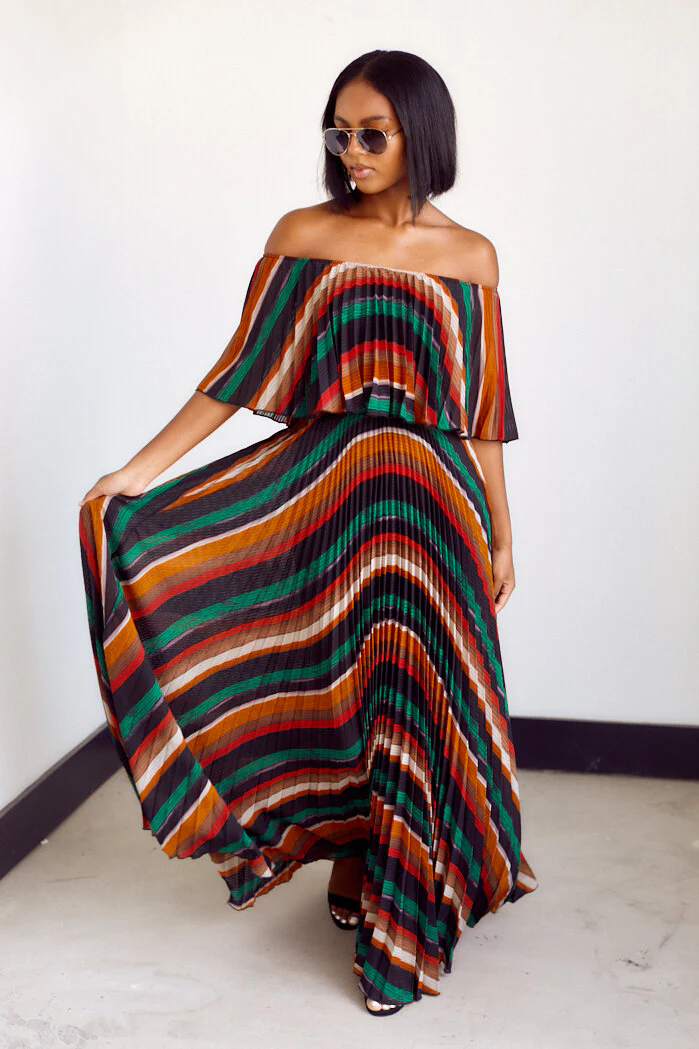 Elodie Off The Shoulder Striped Maxi