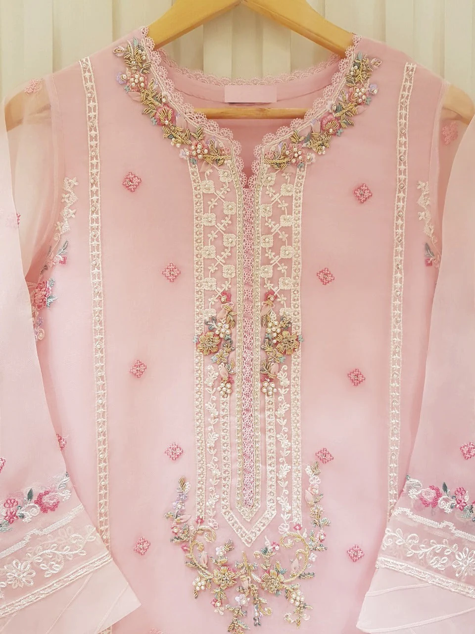 Heavy Embroidered  with Embroidered Organza dupatta-Ga1747