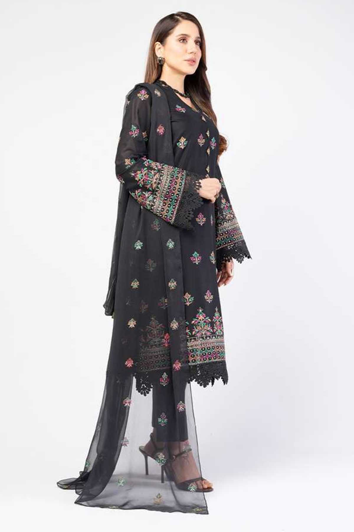 Embroidered Lawn 3pc with Embroidered Chiffon Dupatta- GA1992