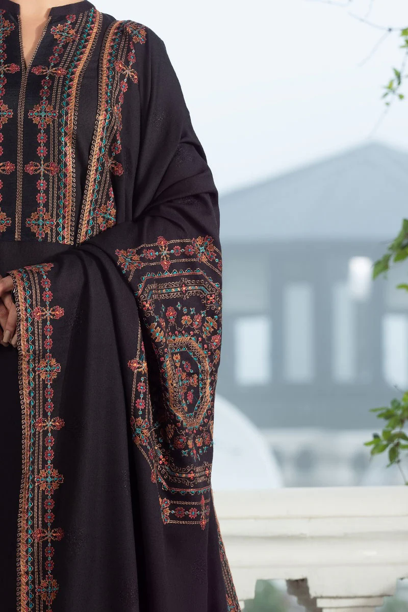 3PC Embroidered Karandi Suit with Heavy Embroidered Shawal -GA102182
