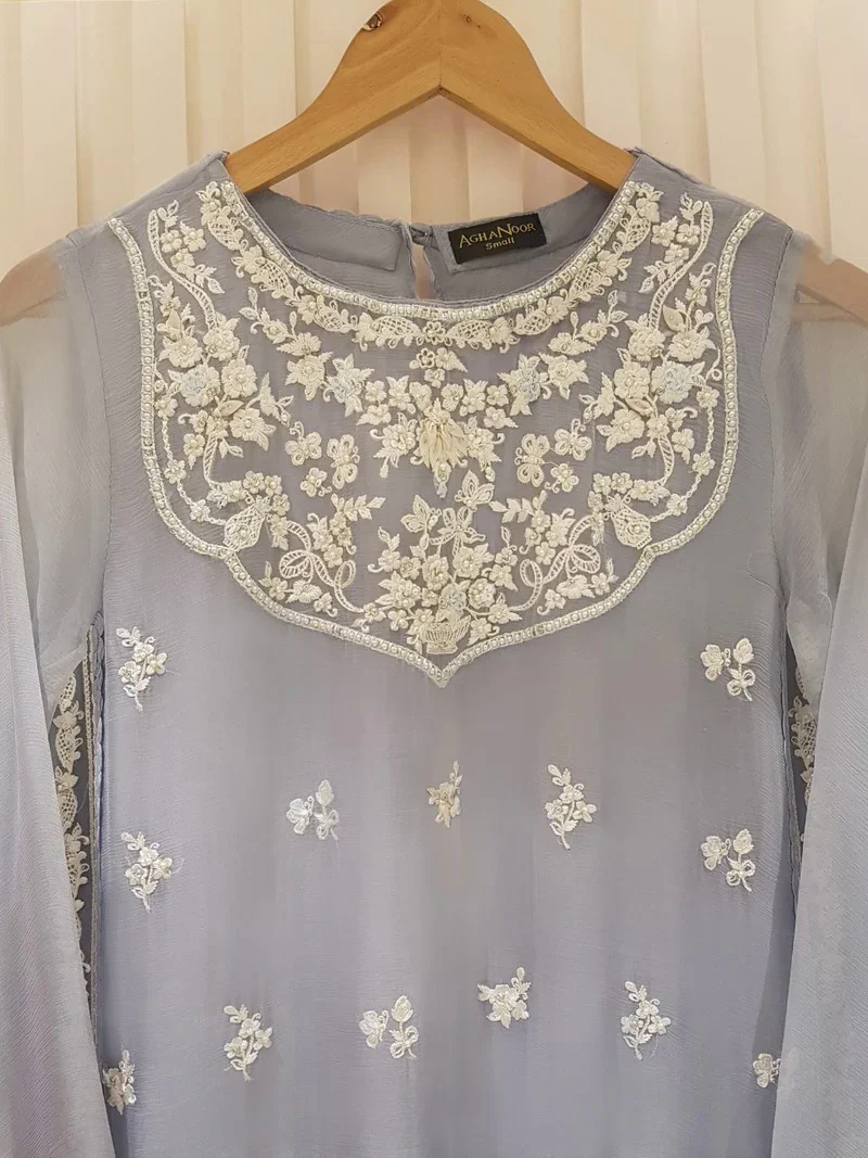 Heavy Embroidered  with Embroidered Organza dupatta-Ga1658