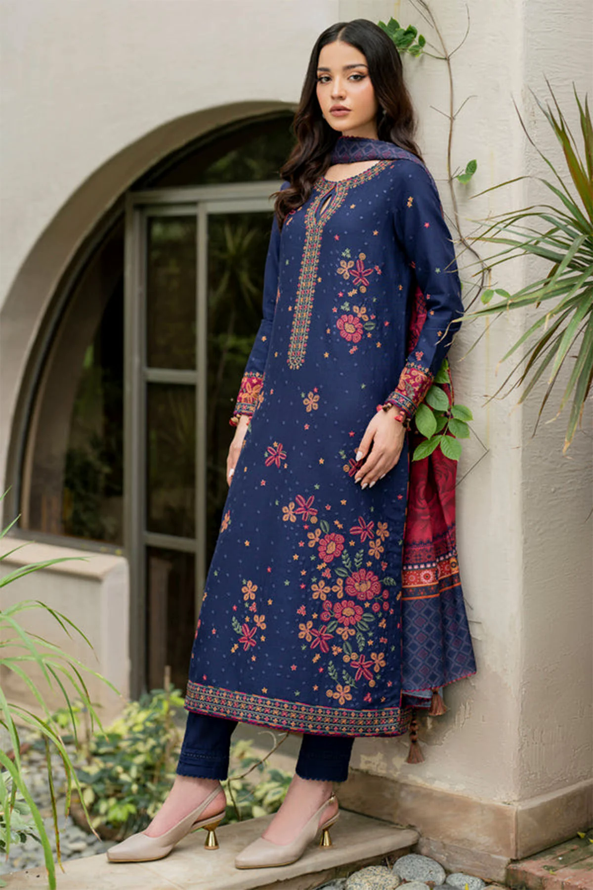 Embroidered Dhanak 3pc with Whool Shawal- GA1971 Embroidered Dhanak 3pc with Whool Shawal- GA1971