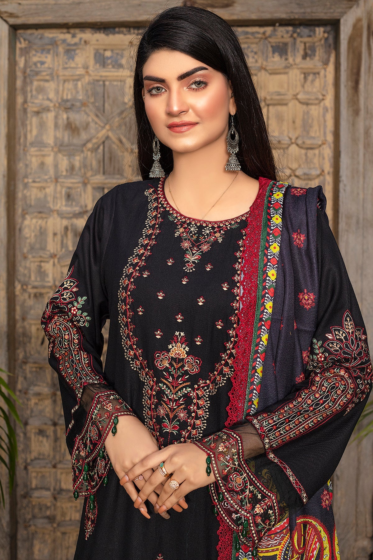 Niyosha Embroidered Dhanak 3Pc With Printed Shawal -GA1927