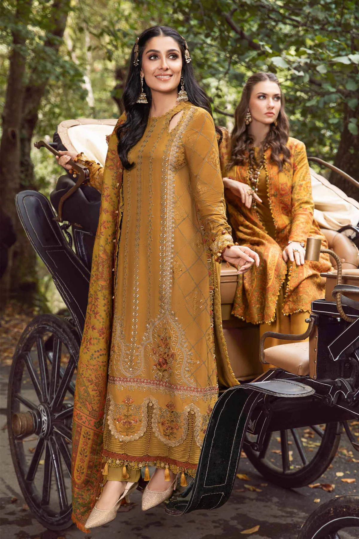 3PC Embroidered Dhanak with Printed Shawl - GA1798 3PC Embroidered Dhanak with Printed Shawl - GA1798