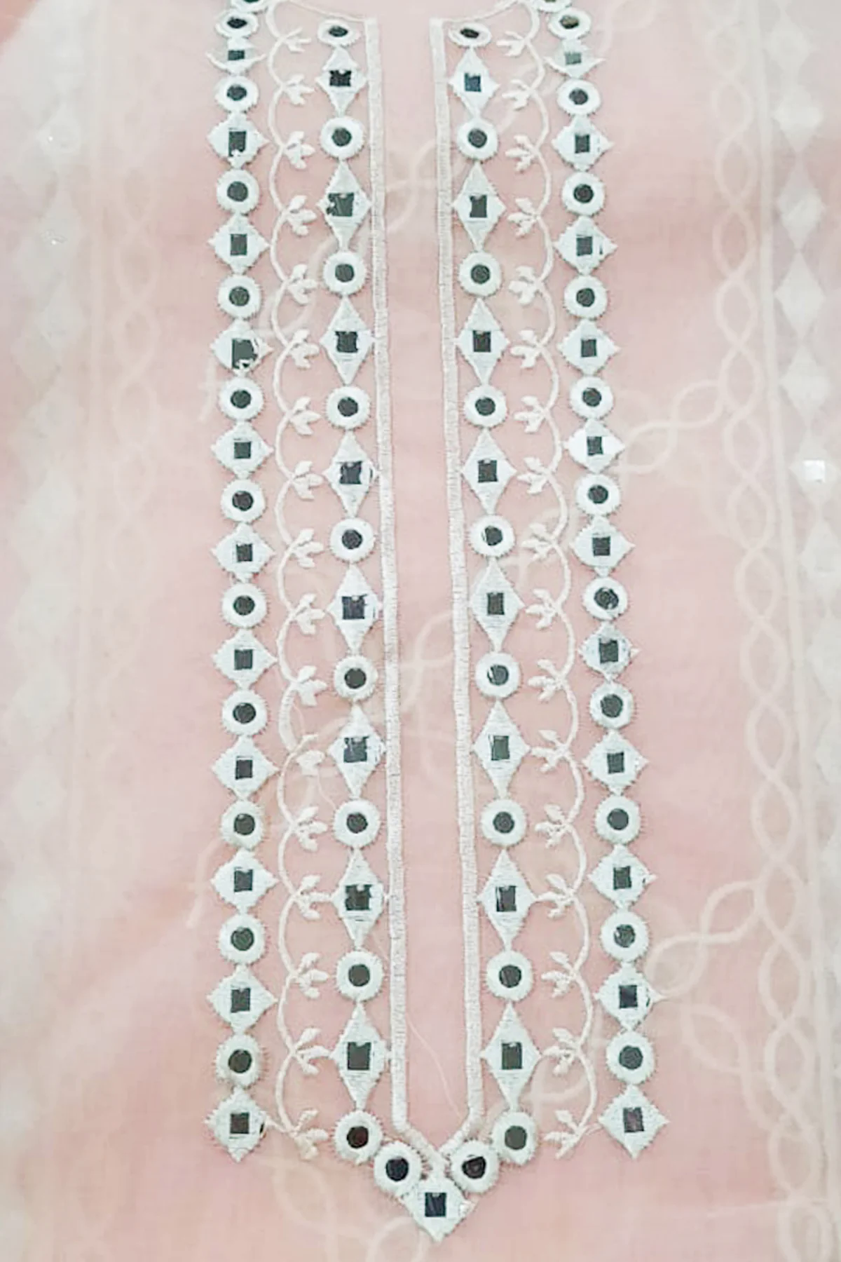 Heavy Embroidered  with Mirror Work  organza dupatta-GA1018