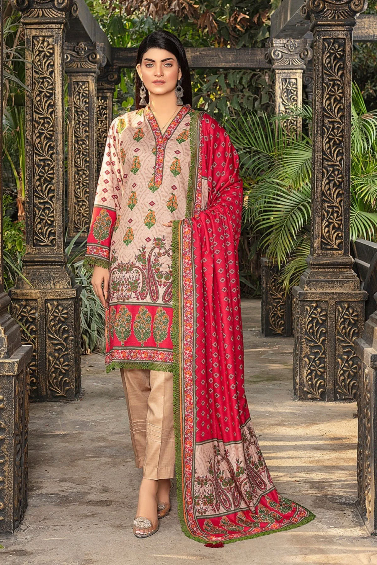 Mahtab Printed Slub Linen 3pc-GA1932