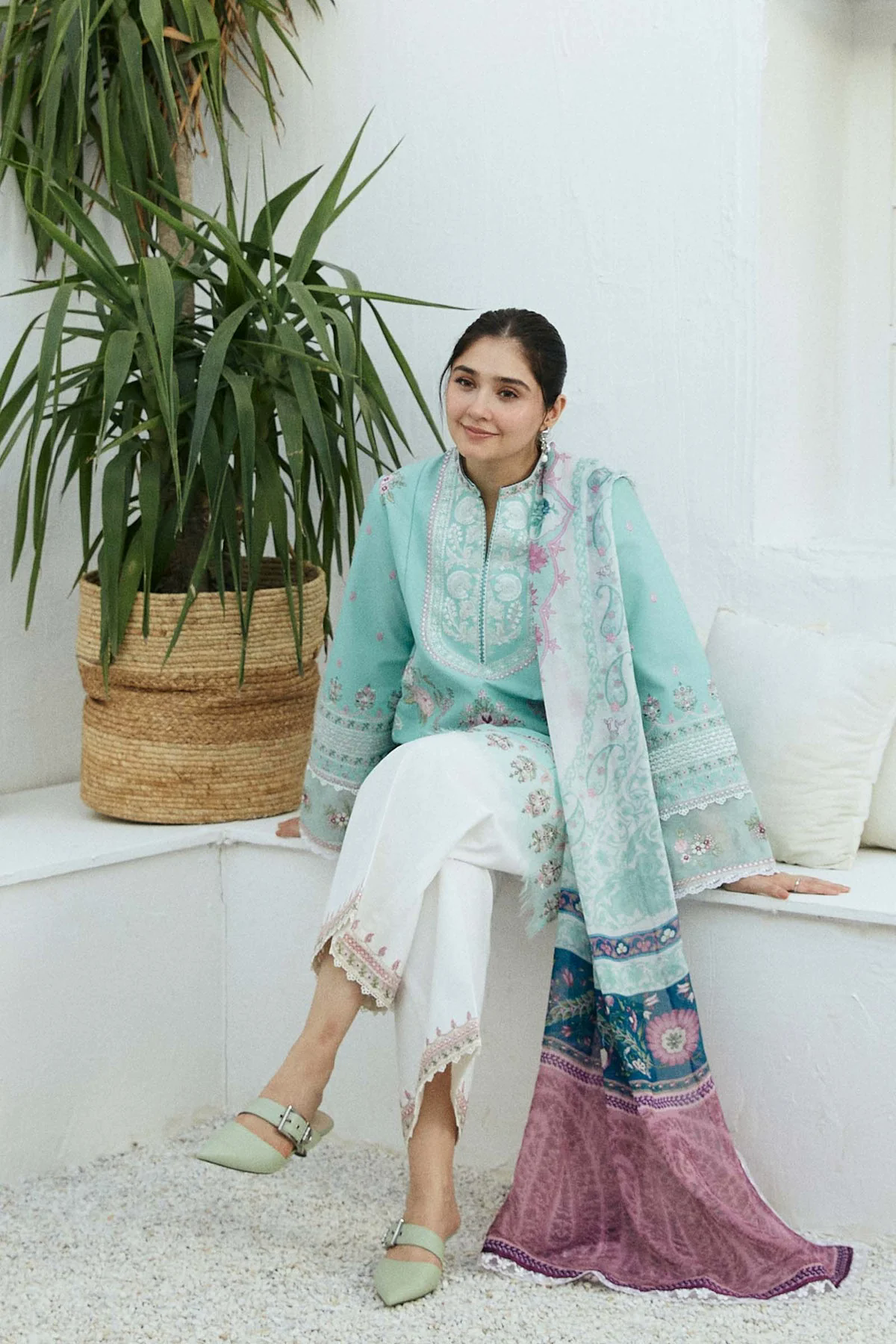 Embroidered Lawn 3pc with Silk Printed Chiffon Dupatta - GA1887 Embroidered Lawn 3pc with Silk Printed Chiffon Dupatta - GA1887