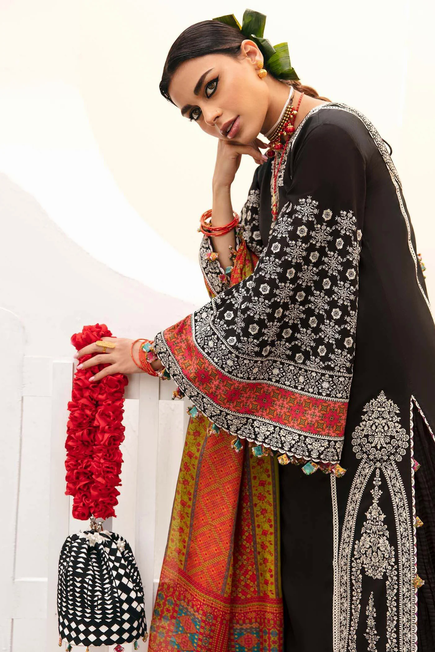 3PC Embroidered Lawn Suit with Printed Silk Dupatta -GA2008