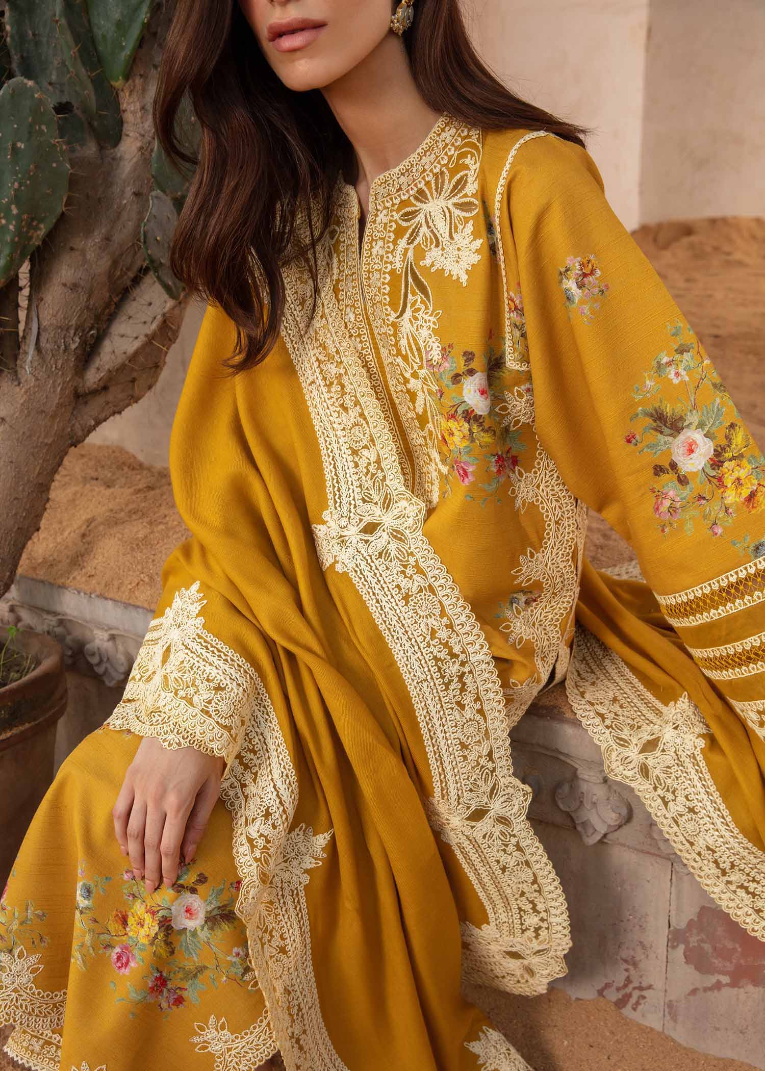 Crimson Luxury 3PC Embroidered Lawn with Embroidered Chiffon Dupatta- GA1802