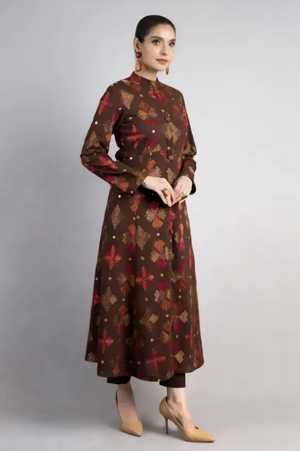 Embroidered Lawn 3pc with Embroidered Crinkle Chiffon Dupatta- GA2033