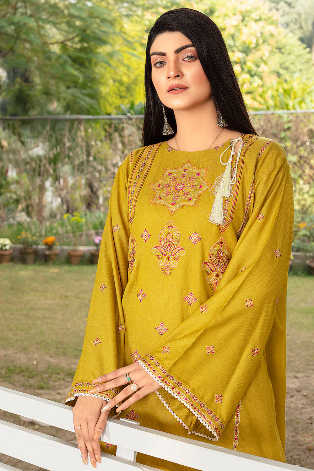 lime Embroidered Dhanak 2pc- GA1924