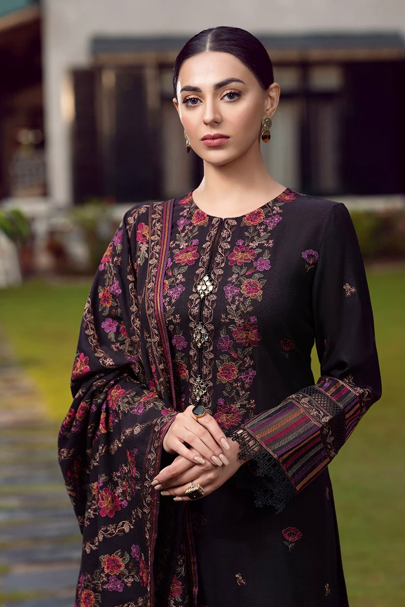 3PC Embroidered Karandi Suit with Heavy Embroidered Shawal -GA102171
