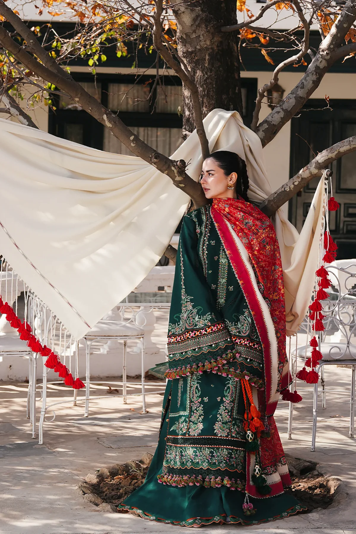 3PC Embroidered Lawn Suit with Printed Chiffon Dupatta -GA2007