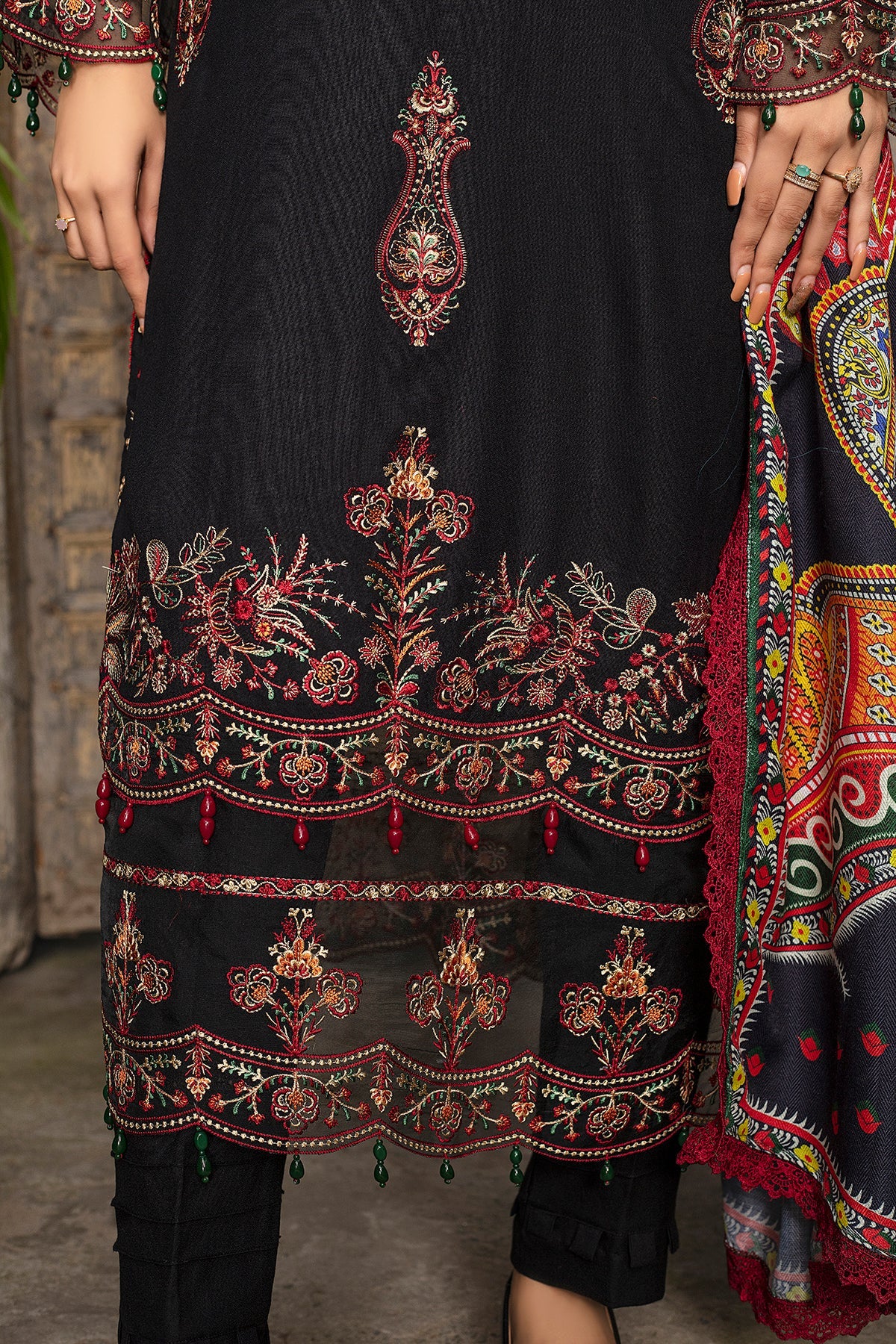 Niyosha Embroidered Dhanak 3Pc With Printed Shawal -GA1927