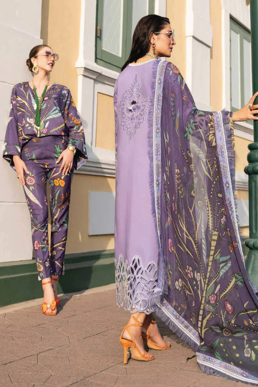 Embroidered Lawn 3pc with Chiffon dupatta-GA1707