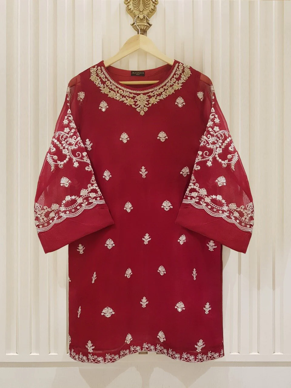 Heavy Embroidered  with Hand Work  organza dupatta-GA10193