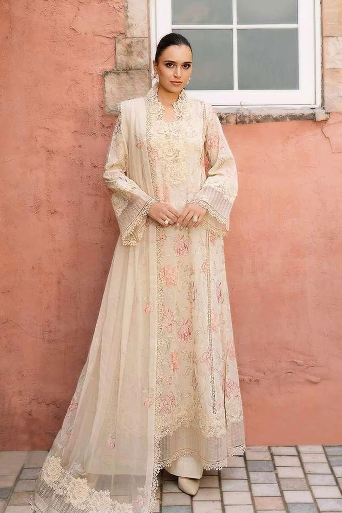 Embroidered Lawn 3pc with Embroidered Chiffon Dupatta- GA2021