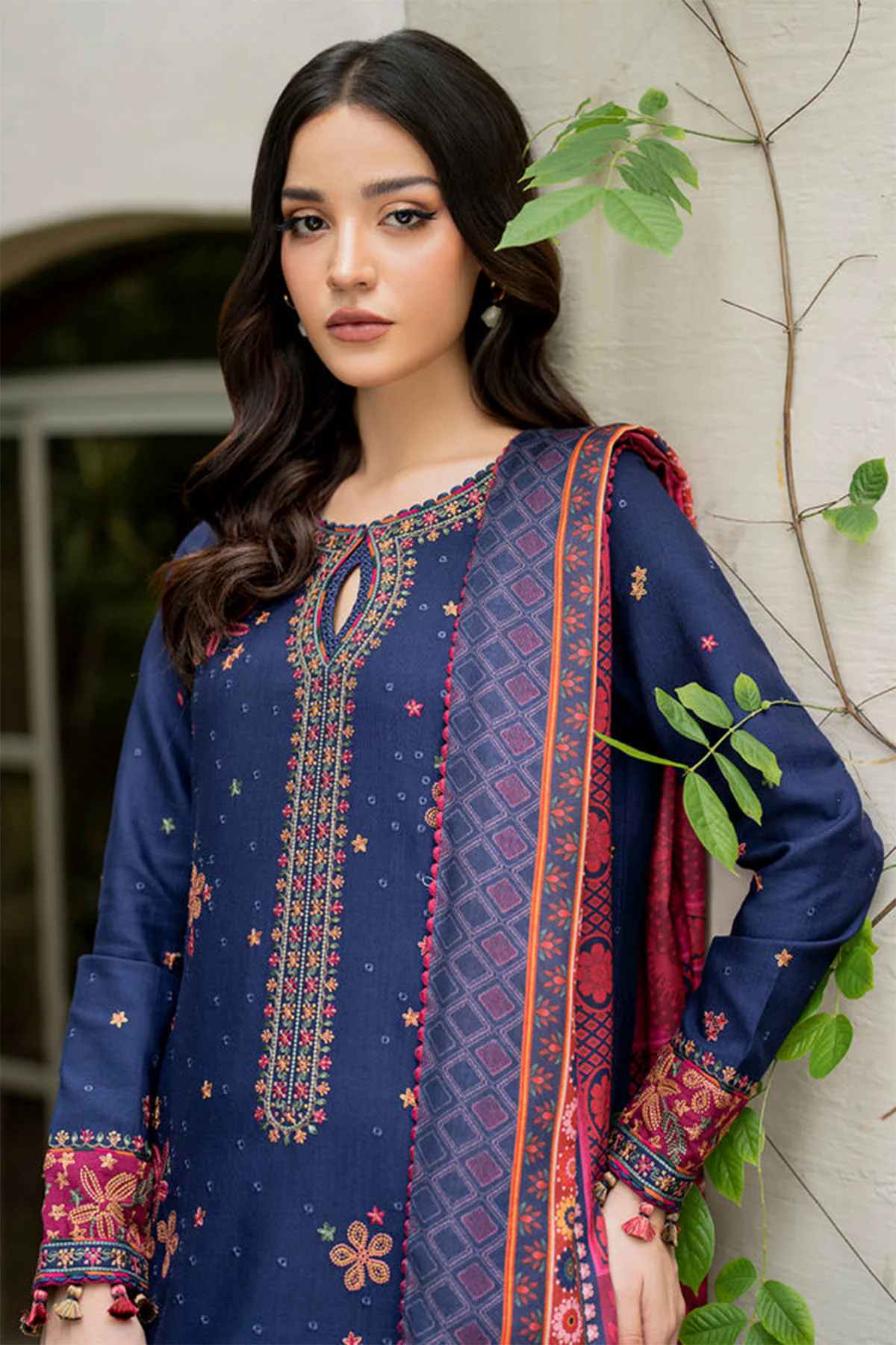 Embroidered Dhanak 3pc with Whool Shawal- GA1971 Embroidered Dhanak 3pc with Whool Shawal- GA1971