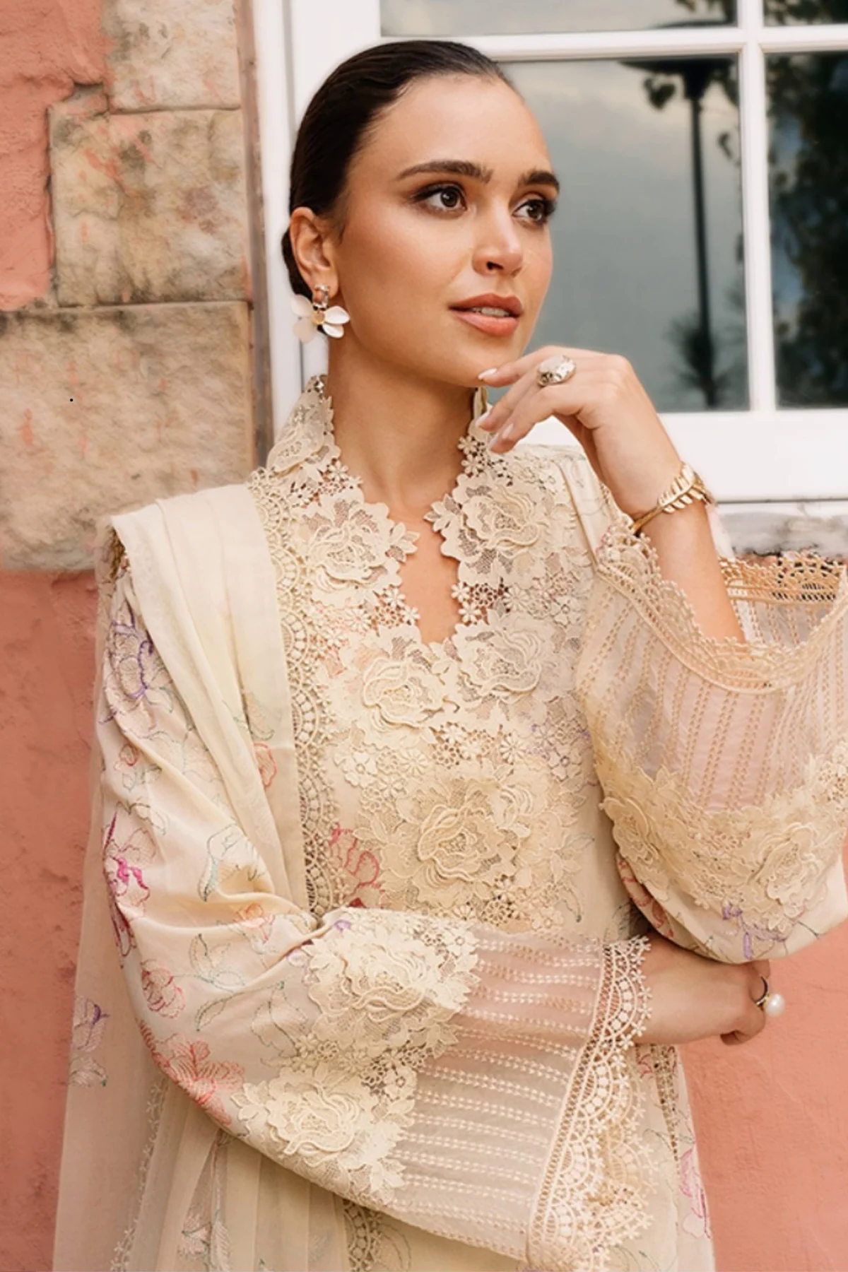 Embroidered Lawn 3pc with Embroidered Chiffon Dupatta- GA2021