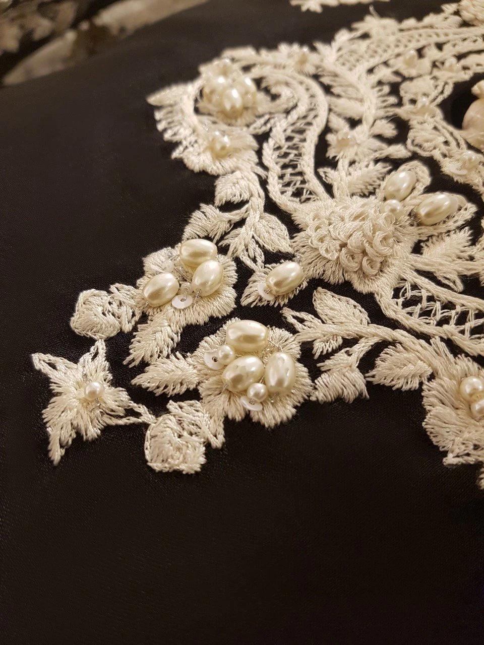 Heavy Embroidered  with pearl hand  work organza dupatta-GA10187