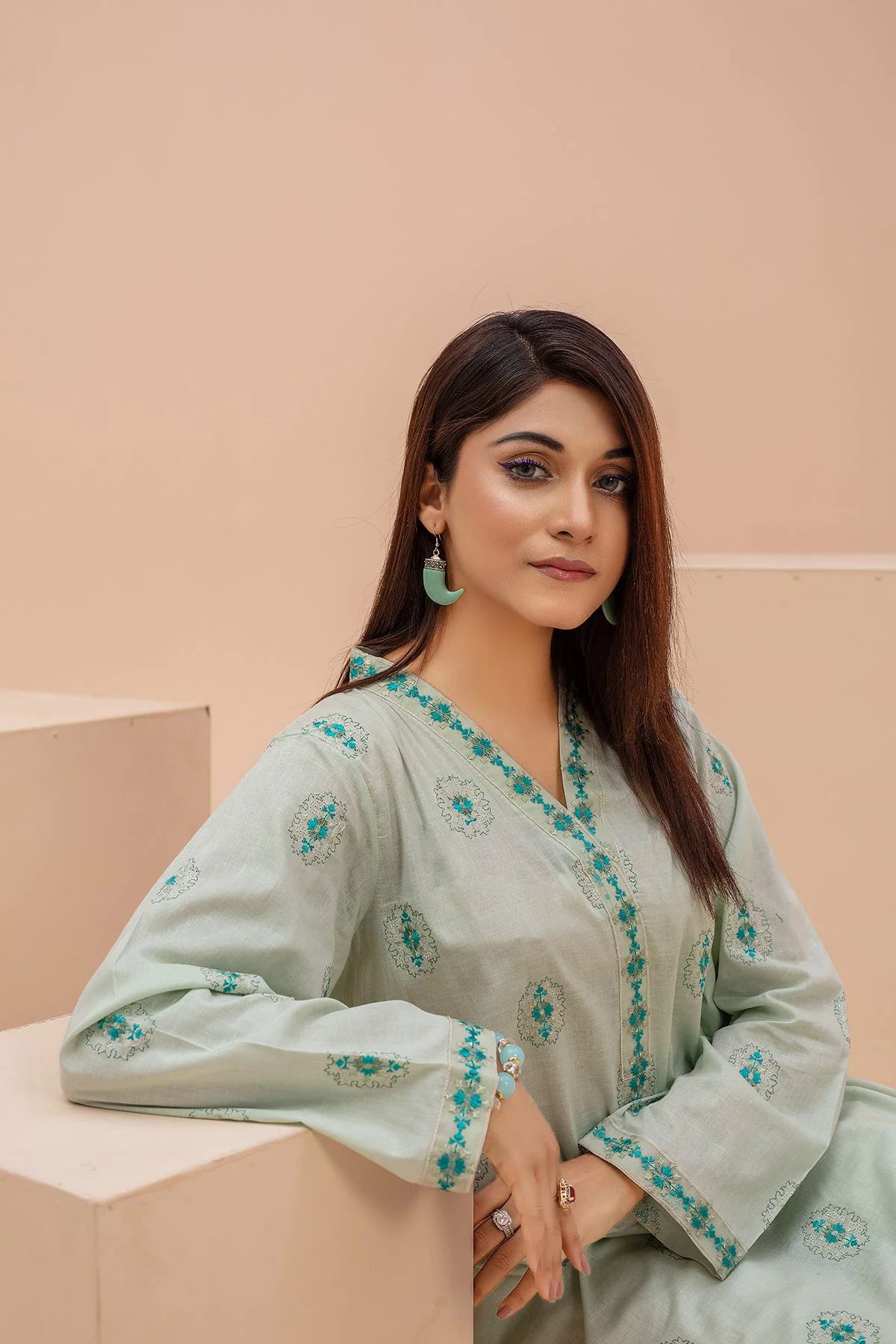 Original Sea Green Embroidered Lawn 2pc - ZJ056