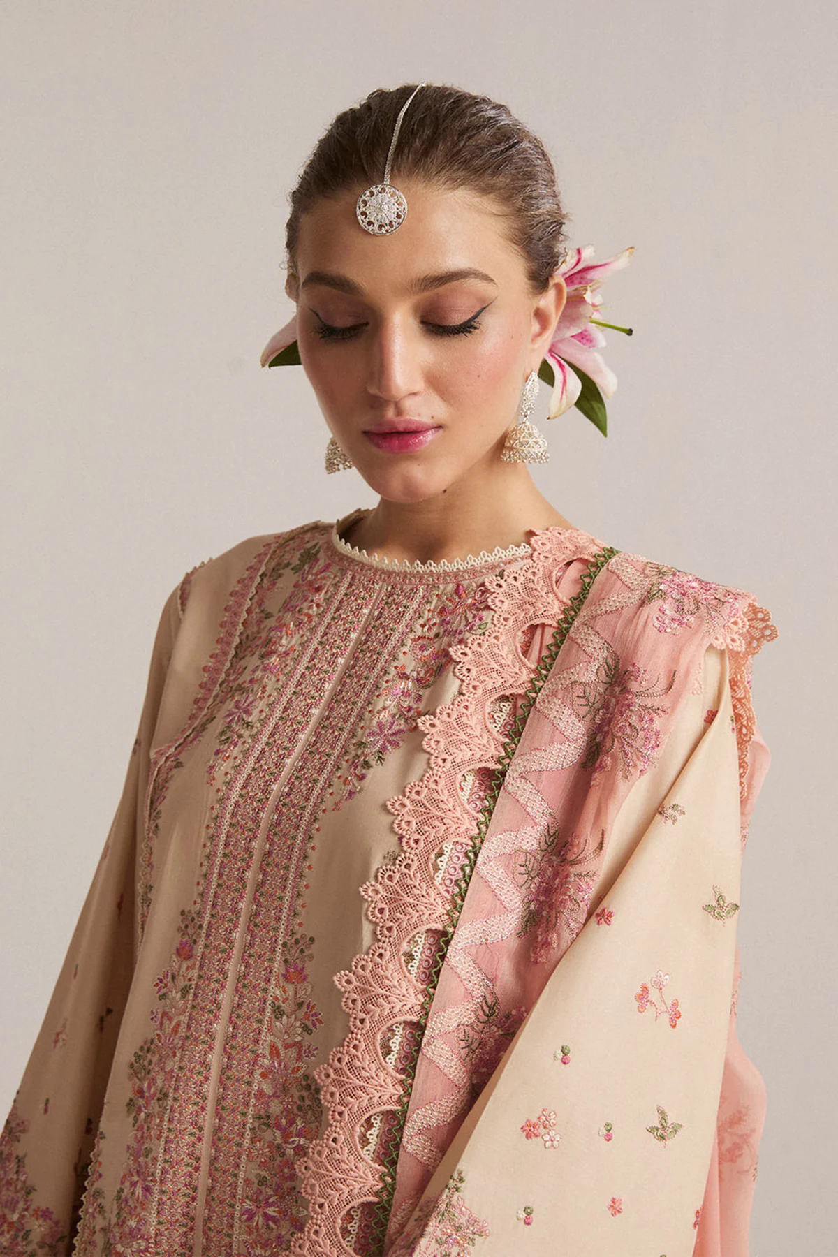 3PC Embroidered Lawn Suit with Printed Chiffon Dupatta -GA2005