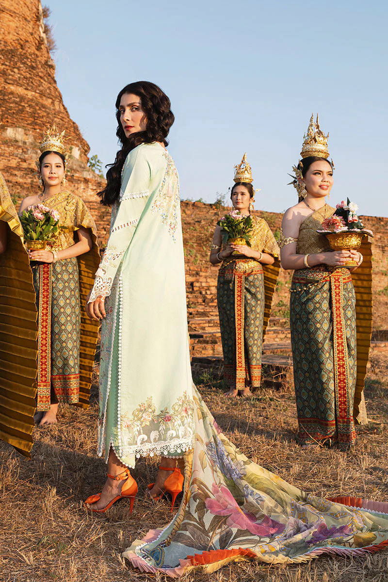 Embroidered Lawn 3pc with Embroidered Chiffon dupatta-GA1722