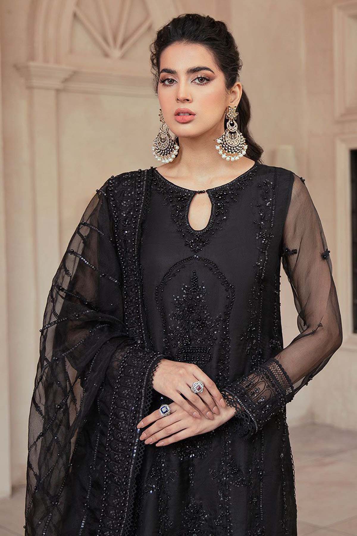 Luxury Embroidered Organza 3pc with Embroidered Organza Dupatta- GA1825