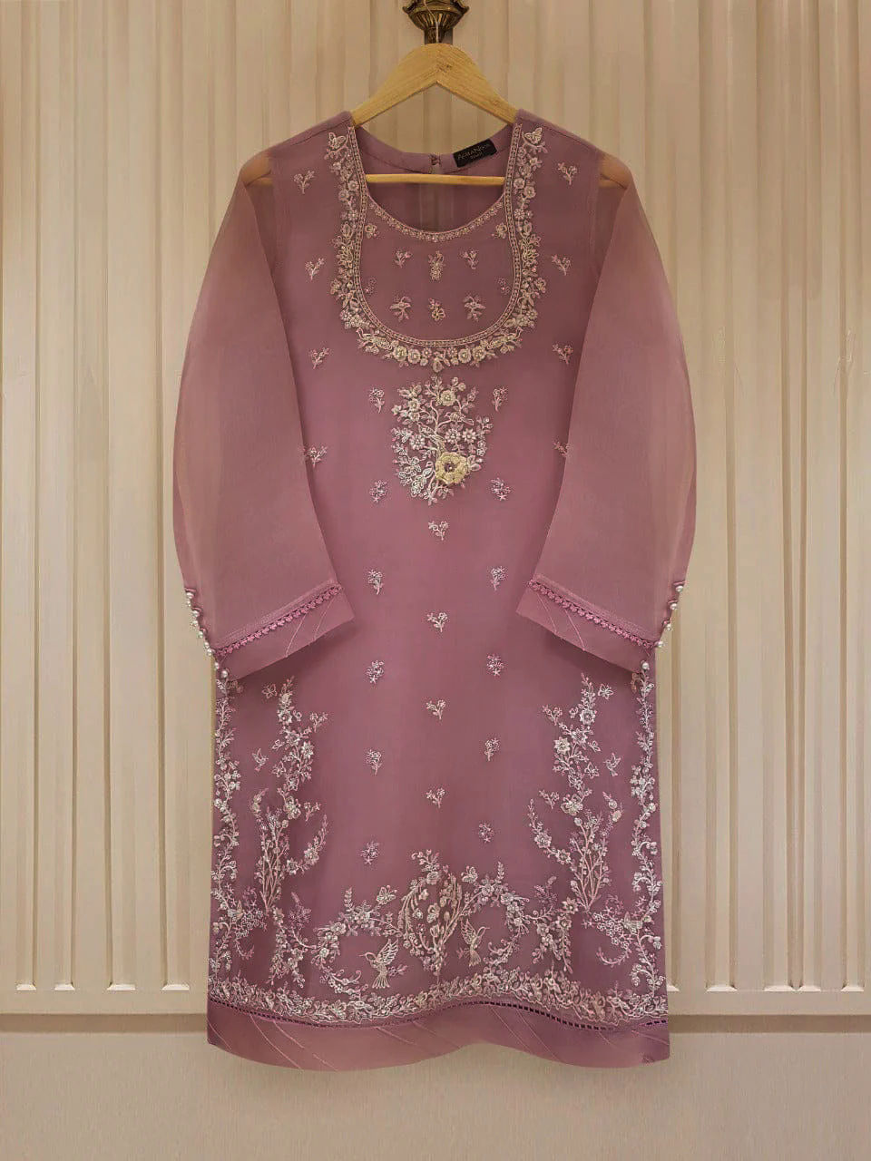 Heavy Embroidered  with Embroidered Organza dupatta-Ga1660