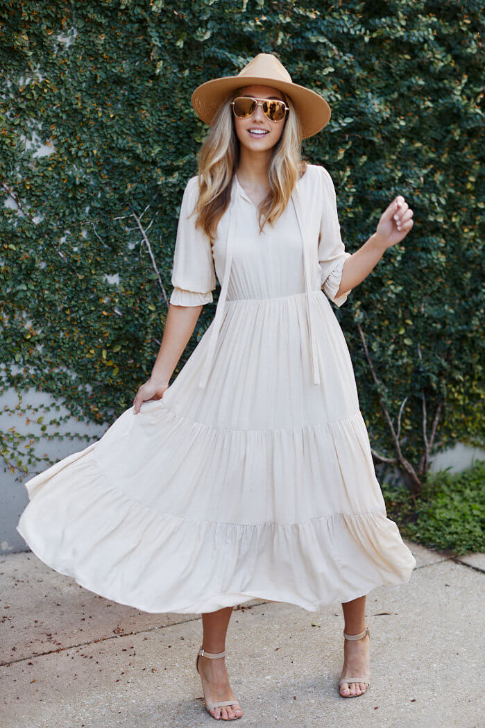 Colson 3/4 Sleeve Tiered Midi Dress