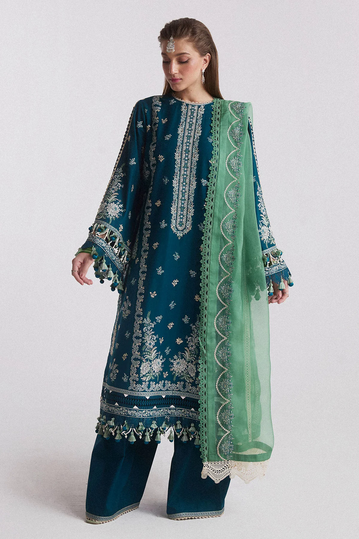 3PC Embroidered Lawn Suit with Printed Chiffon Dupatta -GA2012