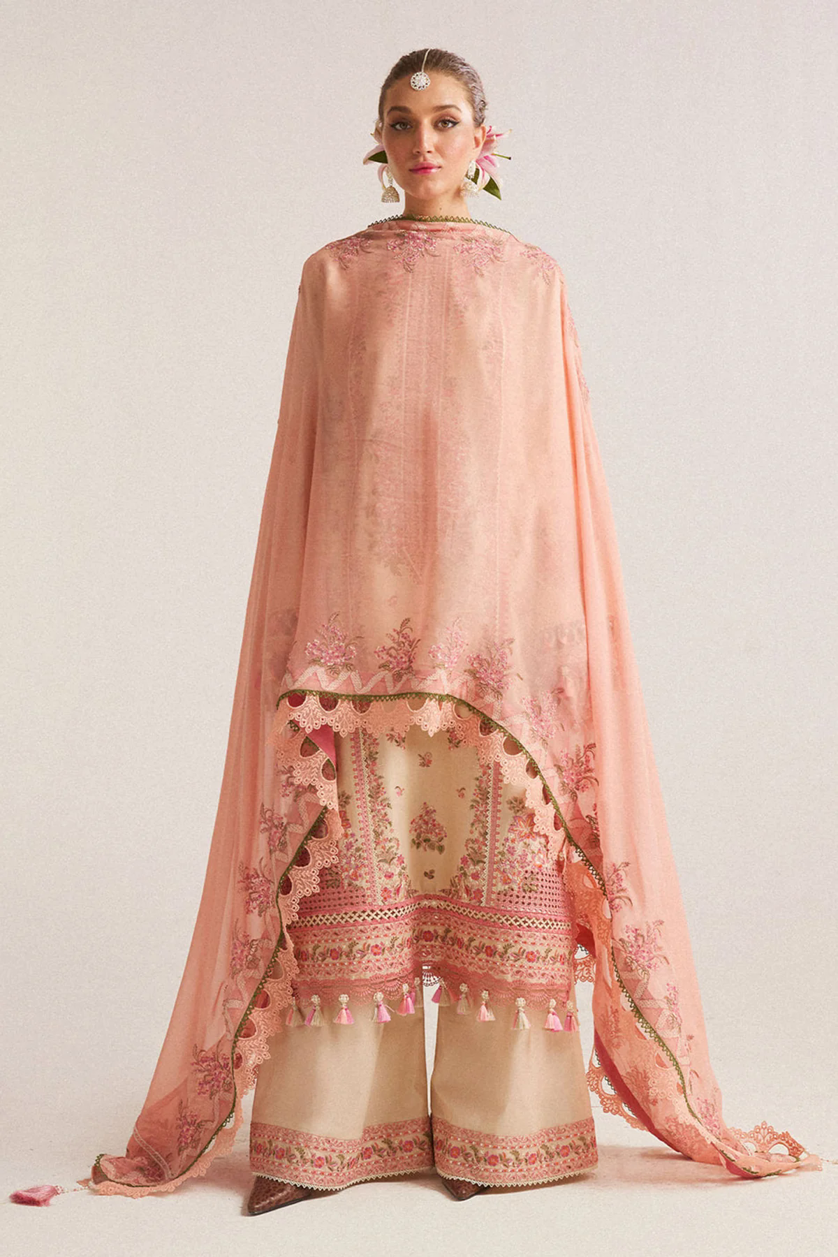 3PC Embroidered Lawn Suit with Printed Chiffon Dupatta -GA2005