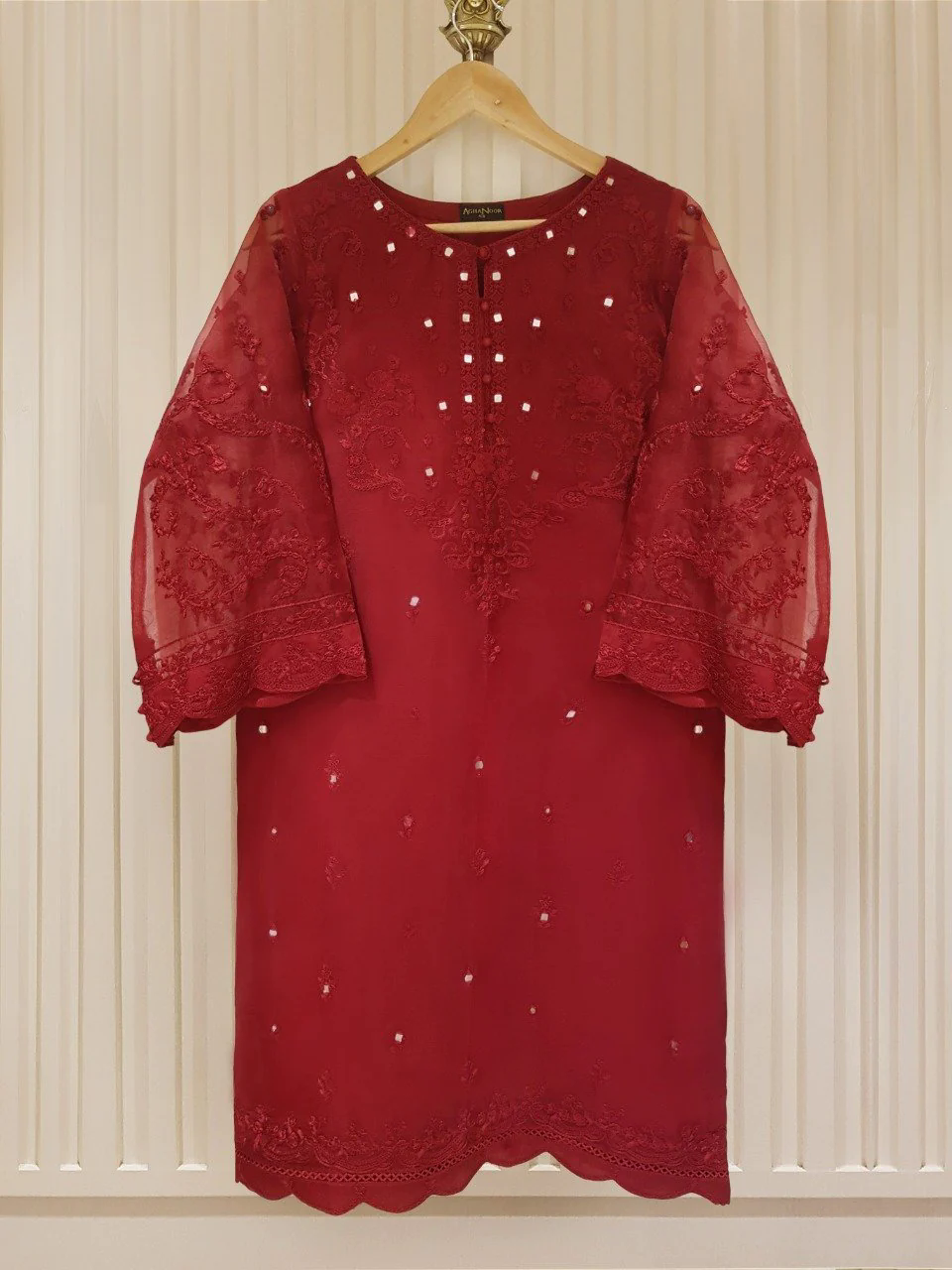 Heavy Embroidered  with Mirror Work  organza dupatta-GA10191