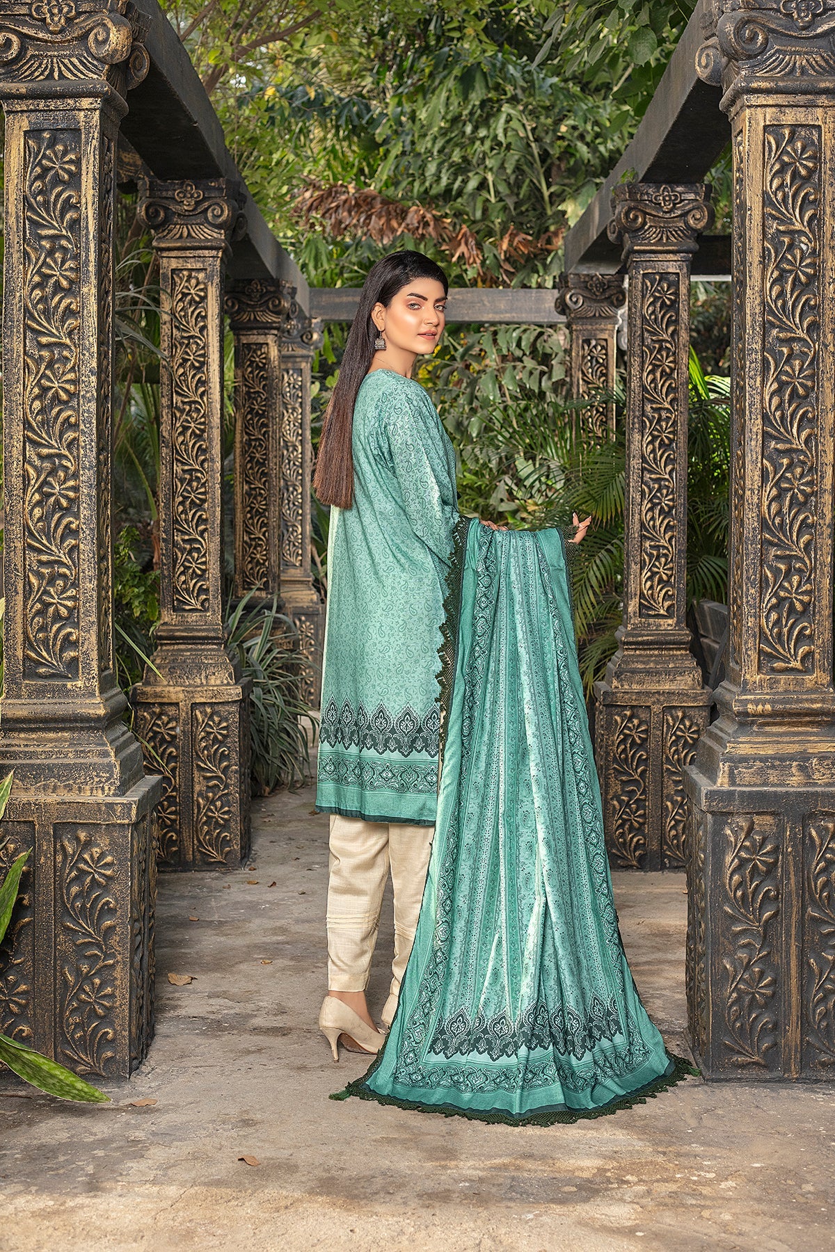 Gulnar Printed Slub Linen 3pc-GA1938