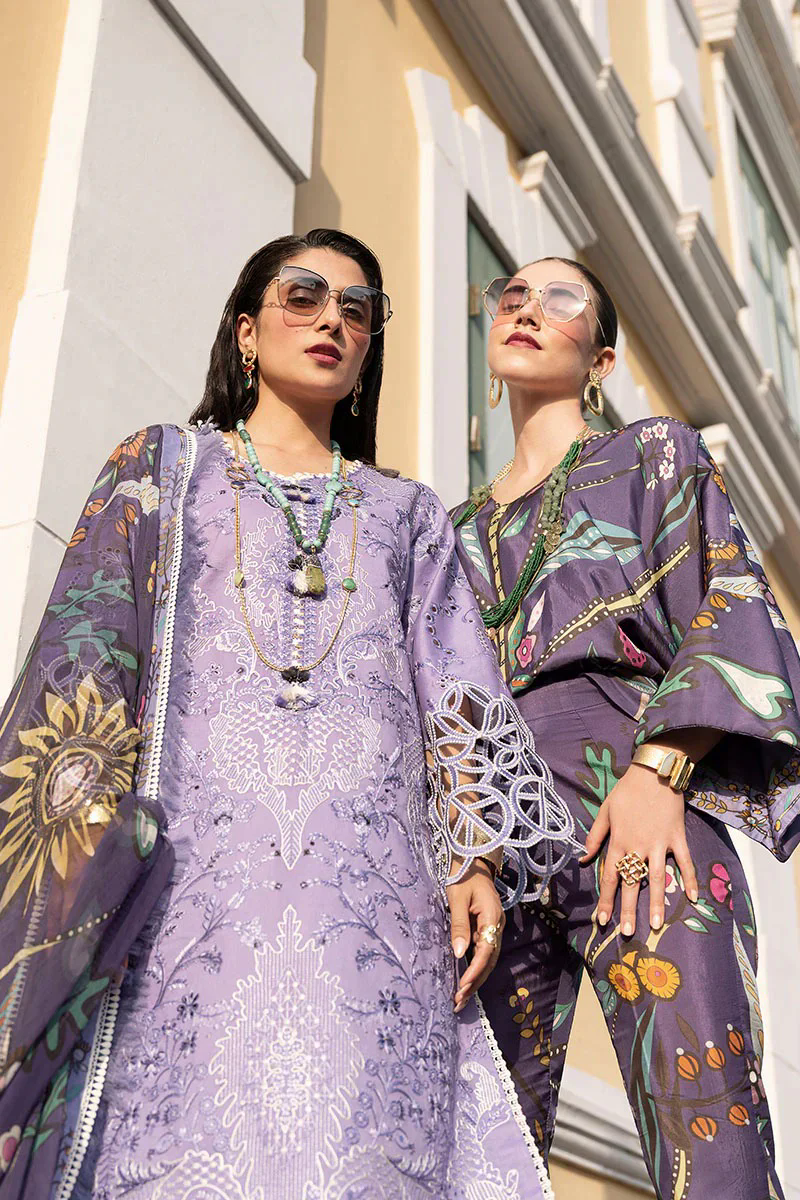 Embroidered Lawn 3pc with Chiffon dupatta-GA1707