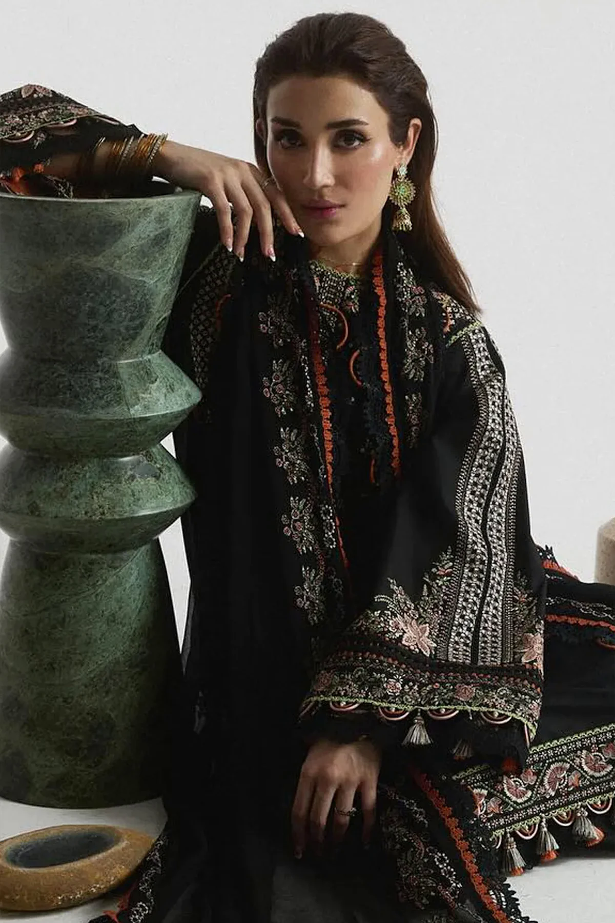 3PC Embroidered Lawn Suit with Printed Chiffon Dupatta -GA2001