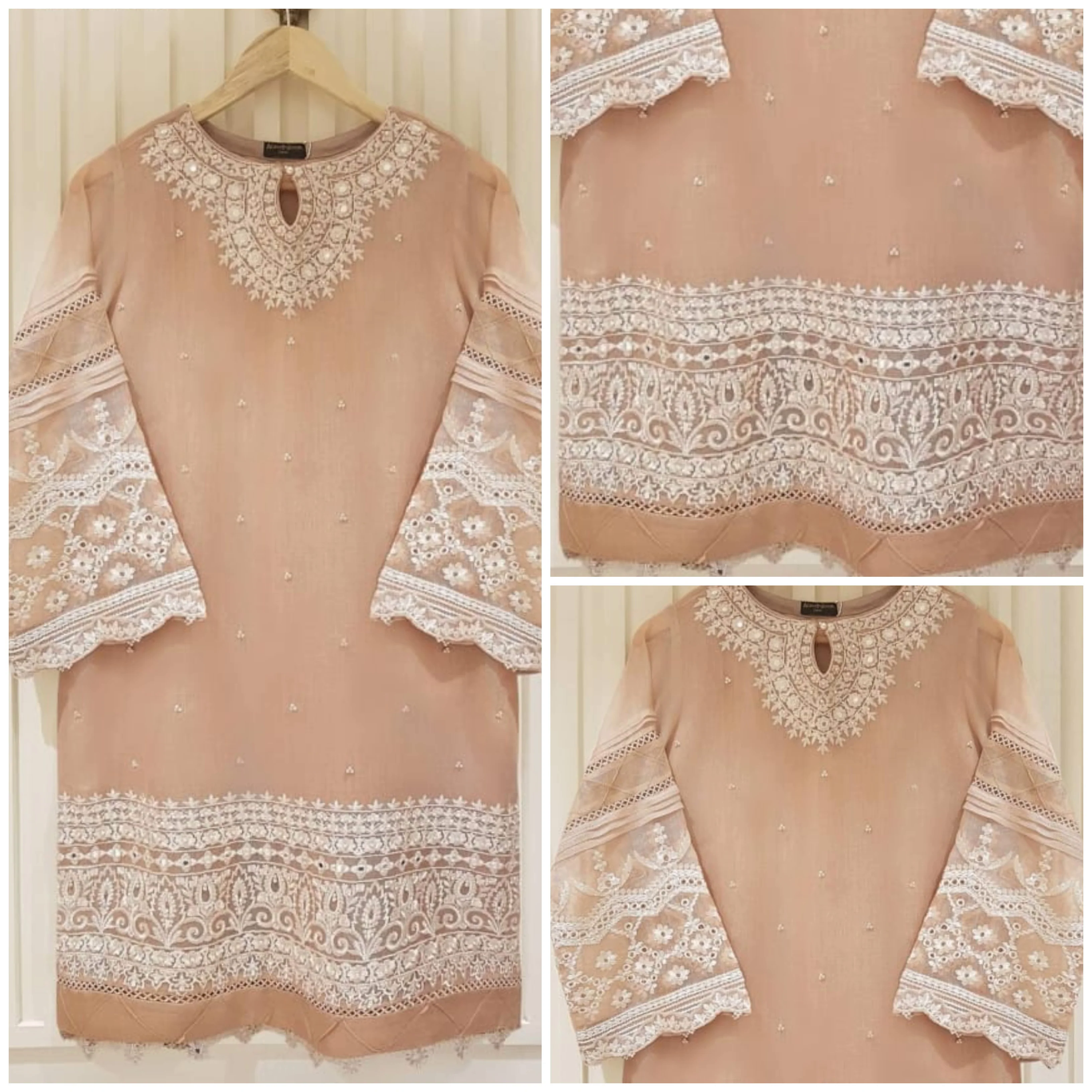 Heavy Embroidered  with Embroidered Organza dupatta-Ga1748