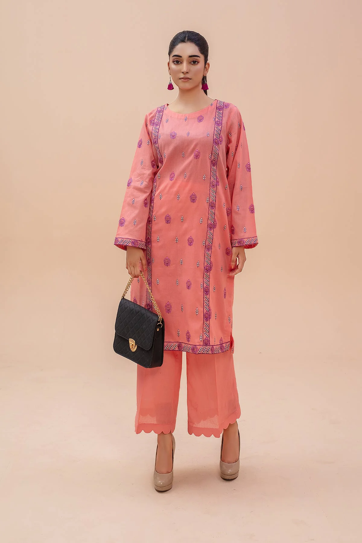 Original Peach Embroidered Lawn 2pc - ZJ055