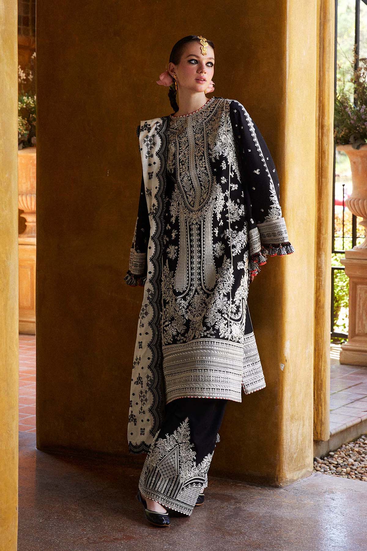 3PC Embroidered Lawn Suit with Printed Cotton Slub Net Dupatta -GA2003